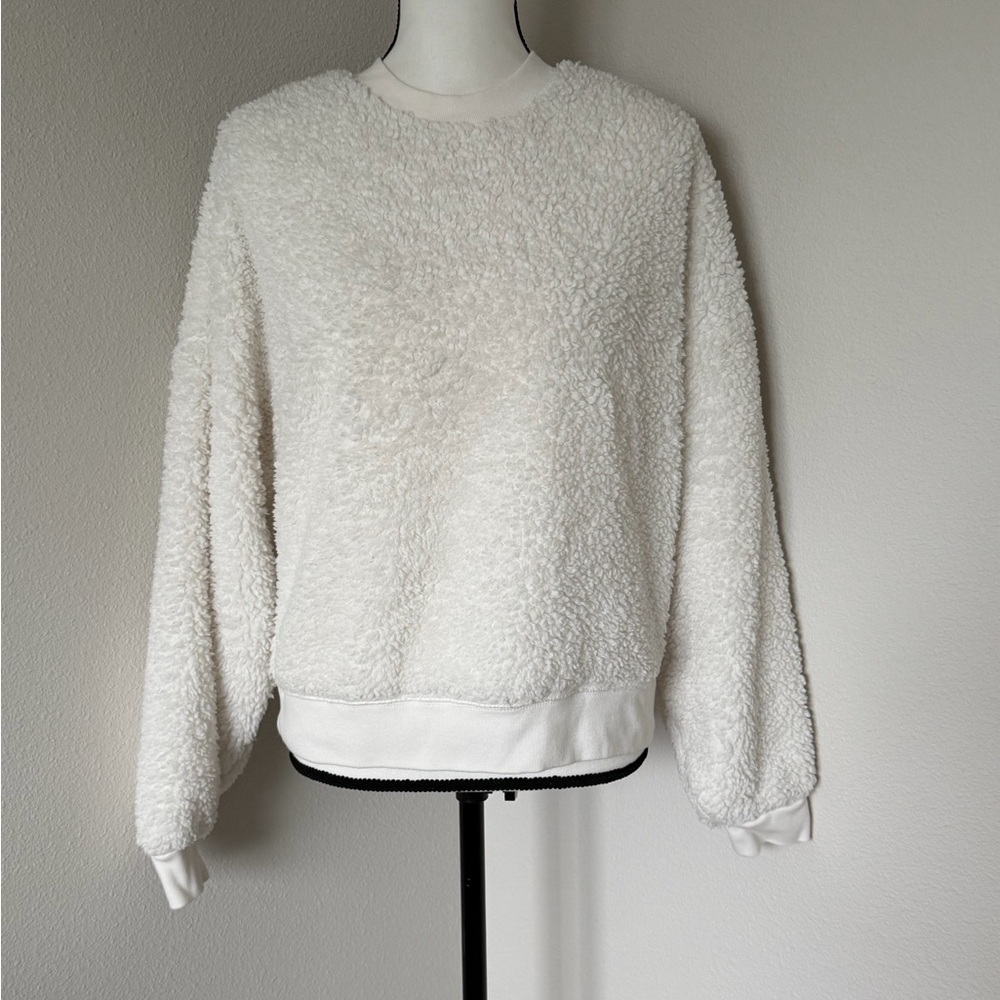 GAP White Sherpa Crew Neck Sweater